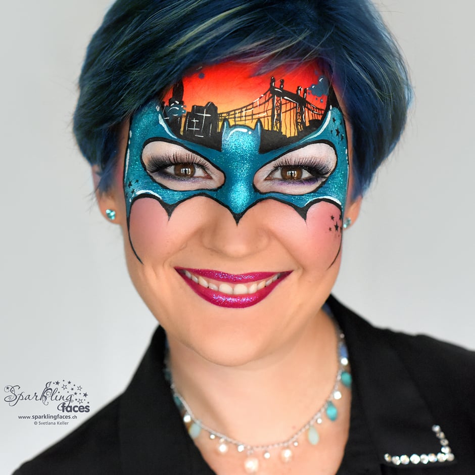 Kinderschminken_Vorlagen; Schminkfarben_kaufen_Schweiz; Kinderschminken_Kurse; Svetlana_Keller; face_painting; Ballonmodellieren; Ballonmodellage; Airbrush_Tattoos; einfach; Batman