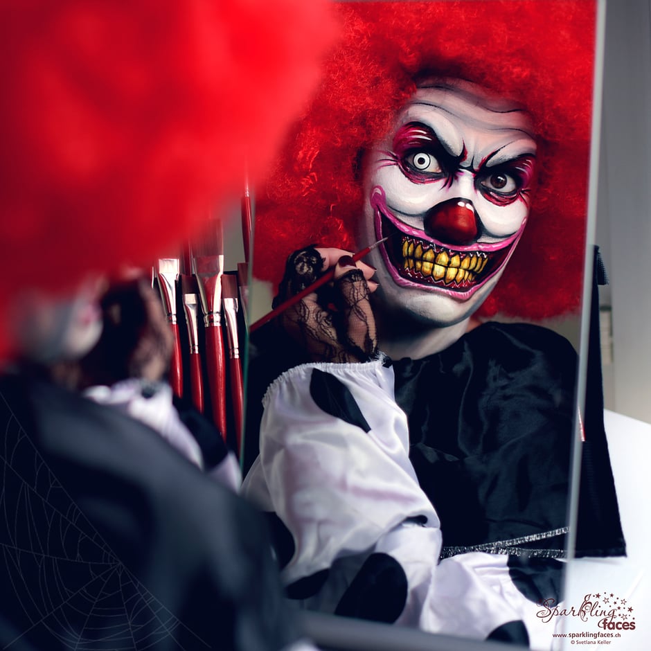 Kinderschminken_Vorlagen; Schminkfarben_kaufen_Schweiz; Kinderschminken_Kurse; Svetlana_Keller; face_painting; Ballonmodellieren; Ballonmodellage; Airbrush_Tattoos; einfach; Killer Clown