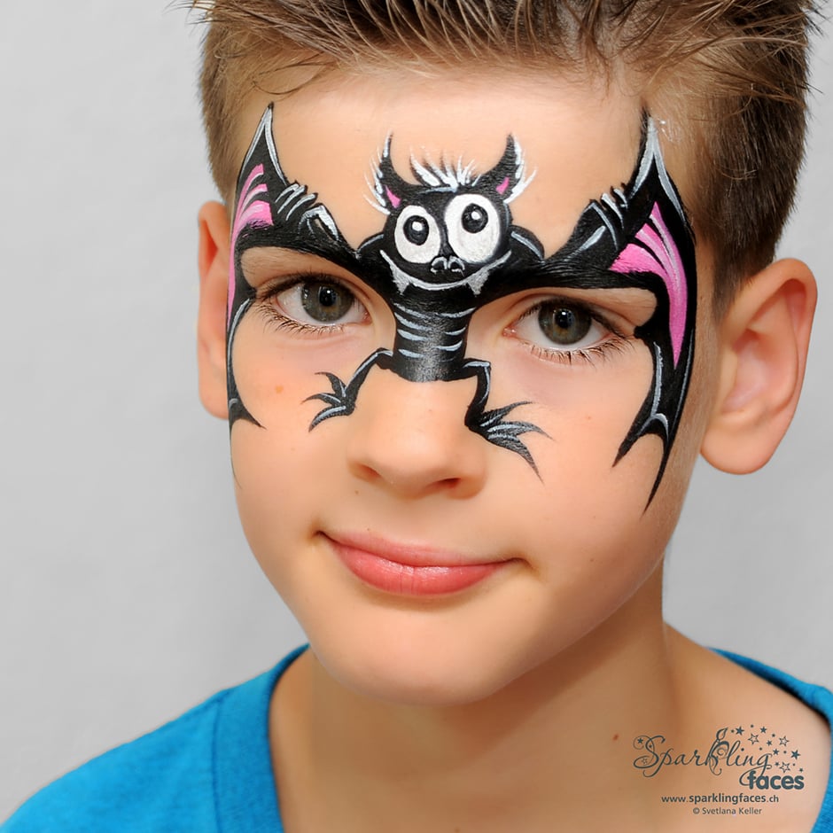 Kinderschminken_Vorlagen; Schminkfarben_kaufen_Schweiz; Kinderschminken_Kurse; Svetlana_Keller; Ballonmodellieren; Ballonmodellage; Airbrush_Tattoos; einfach; Fledermaus