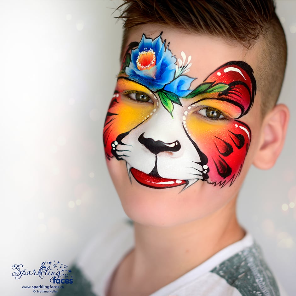 Kinderschminken_Vorlagen; Schminkfarben_kaufen_Schweiz; Kinderschminken_Kurse; Svetlana_Keller; Ballonmodellieren; Ballonmodellage; Airbrush_Tattoos; einfach; Gepard