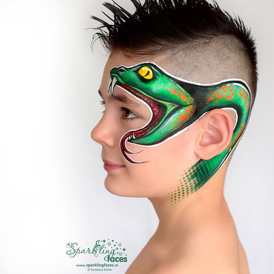 Kinderschminken_Vorlagen; Schminkfarben_kaufen_Schweiz; Kinderschminken_Kurse; einfach; Schlange