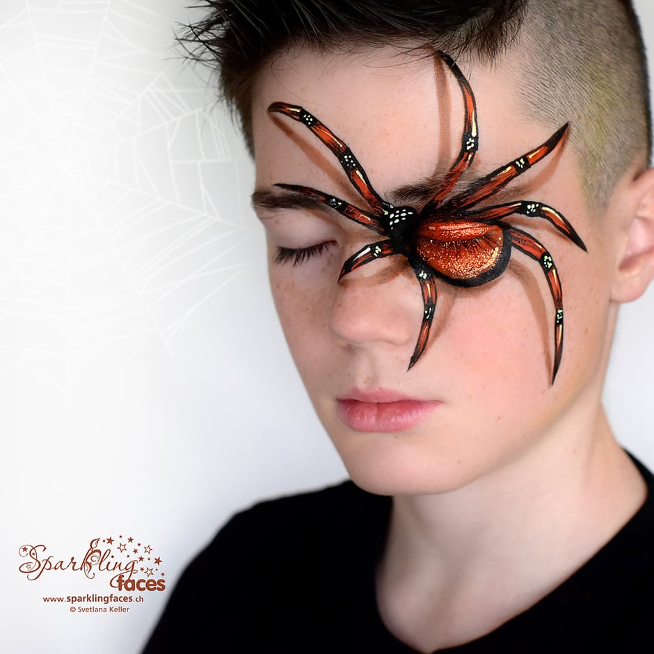 Kinderschminken_Vorlagen; Schminkfarben_kaufen_Schweiz; Kinderschminken_Kurse; einfach; Spinne