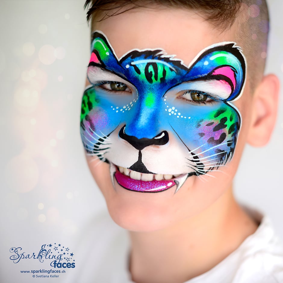 Kinderschminken_Vorlagen; Schminkfarben_kaufen_Schweiz; Kinderschminken_Kurse; Svetlana_Keller; Ballonmodellieren; Ballonmodellage; Airbrush_Tattoos; einfach; Gepard