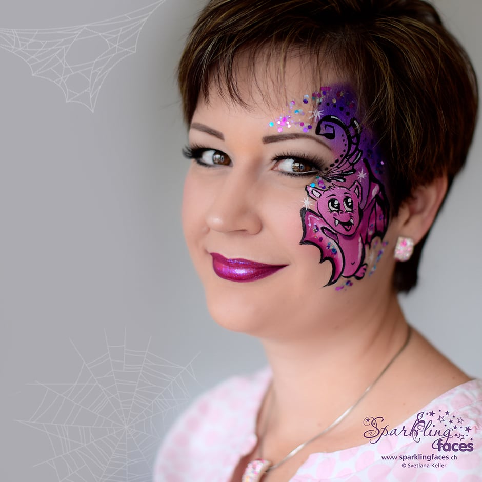 Kinderschminken_Vorlagen; Schminkfarben_kaufen_Schweiz; Kinderschminken_Kurse; Svetlana_Keller; Ballonmodellieren; Ballonmodellage; Airbrush_Tattoos; einfach; Fledermaus