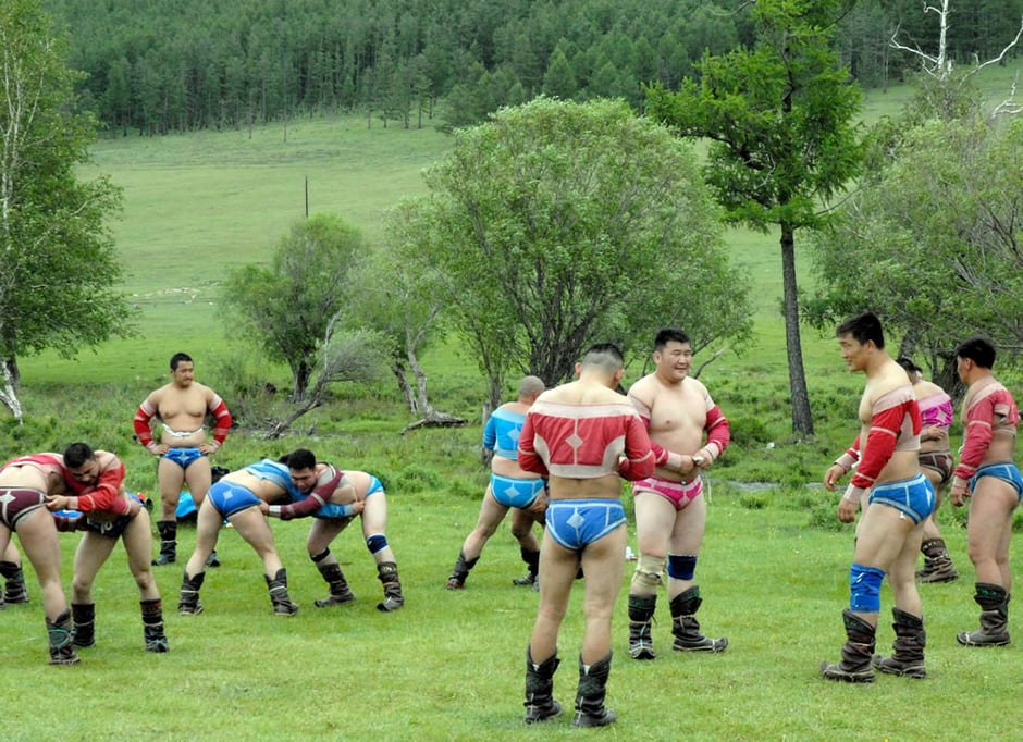 Mongolian wrestling at the Naadam festival