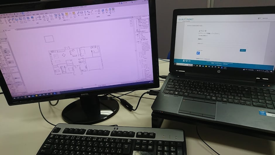 Revit Architecture ユーザー試験 2個のディスプレイを使用