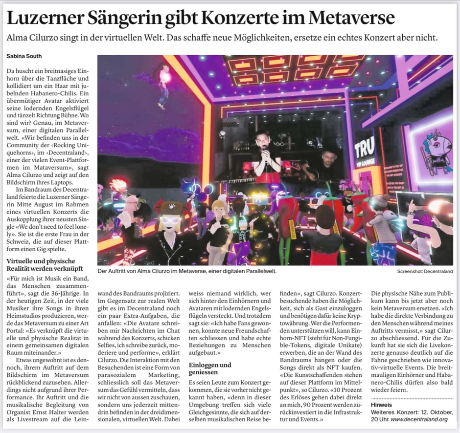 Luzerner Zeitung / Oktober 2022 / Sabina South