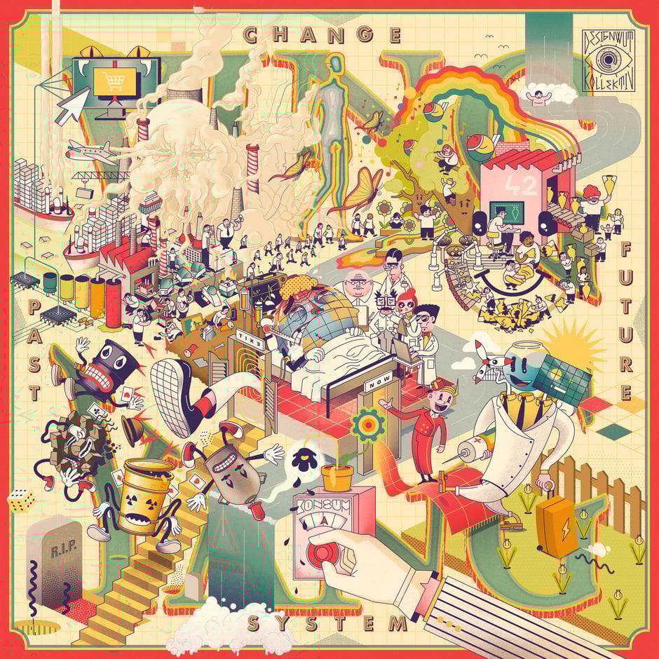 "KREISLAUFWIRTSCHAFT" NFT KUNST ILLUSTRATION → allsafe GmbH & Co. KG