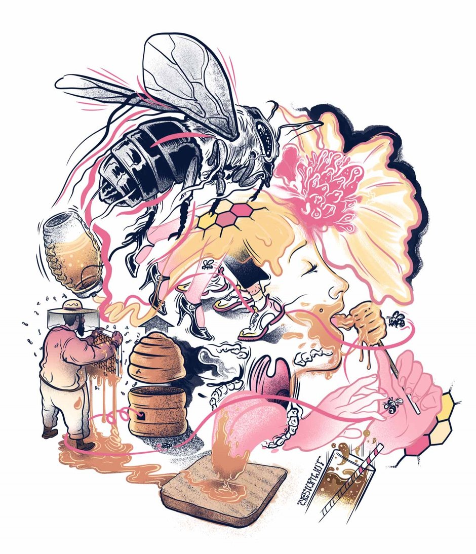 EDITORIAL COVER ILLUSTRATION "URBANE IMKER" → Sensor Magazin Wiesbaden