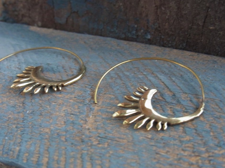 Ohrring Spiralen aus vergoldetem Messing