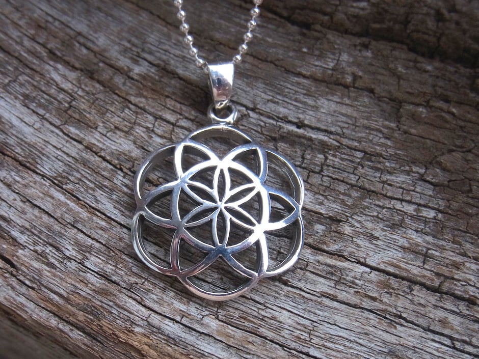 Silberkette mit Same des Lebens Anhänger in Silber - Symbol Schmuck mit Bedeutung 