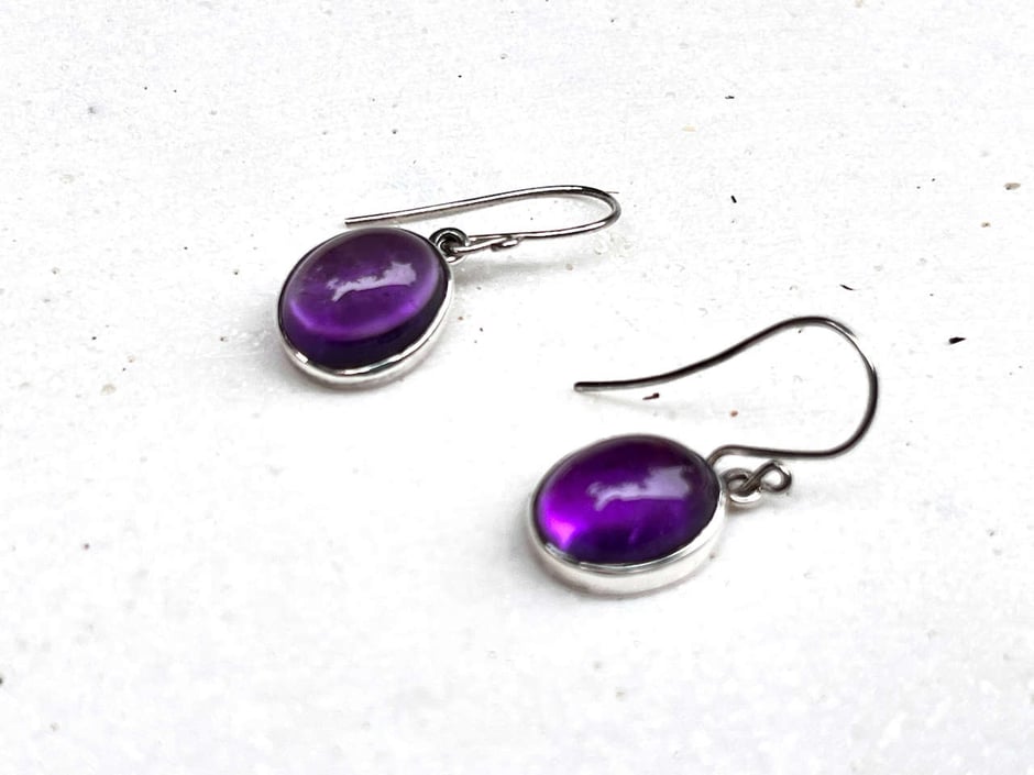 Amethyst Ohrringe hängend Silber hochwertig