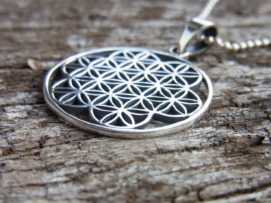 Silberkette mit Same des Lebens Anhänger in Silber