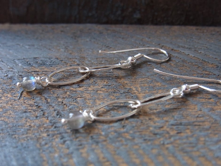 Ohrringe mit Labradorit Perlen Silber