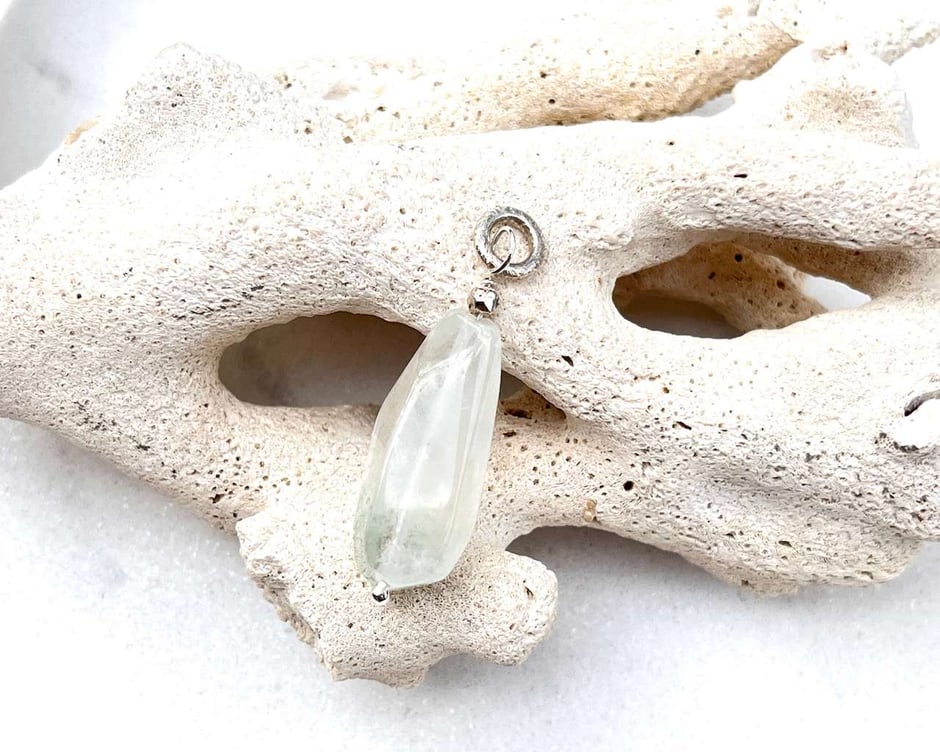 Prasiolith Kristall Anhänger Silber