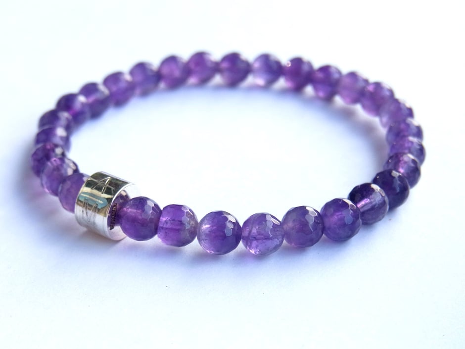 Armband Amethyst Gravur Mantra I AM Silber