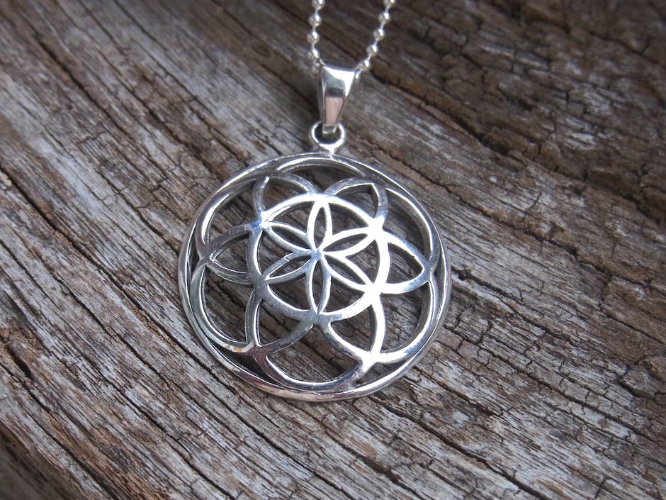 Kette mit großem Same des Lebens Anhänger in Silber
