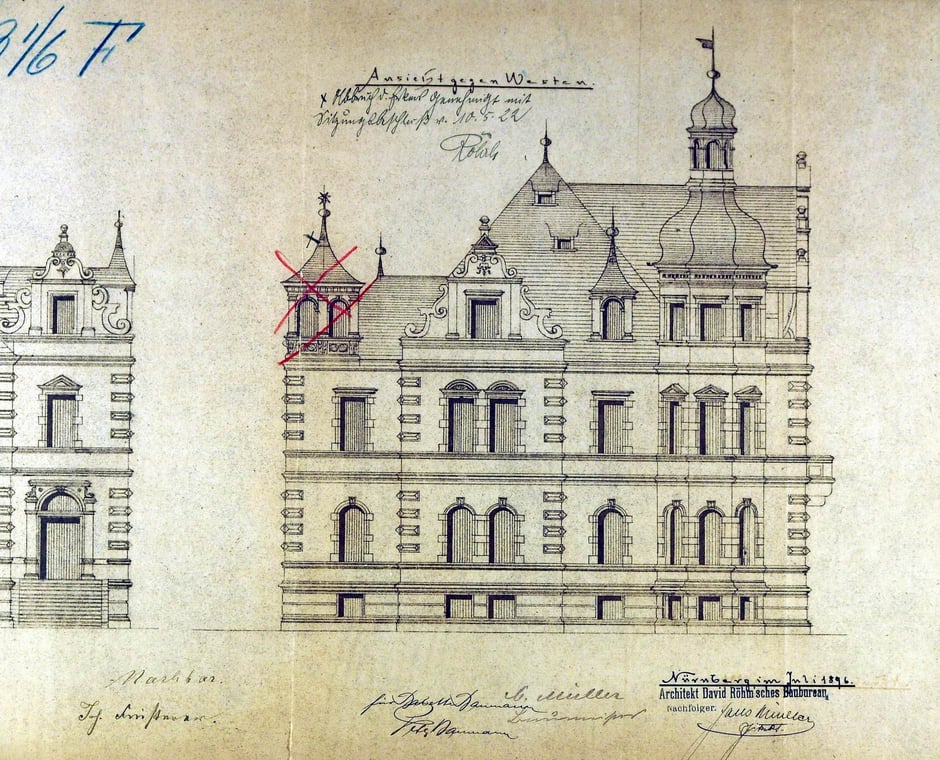 1896 Bauantrag Ansicht von Westen