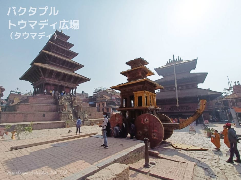 ビスケットジャトラの山車(バクタプル・トウマディ広場)