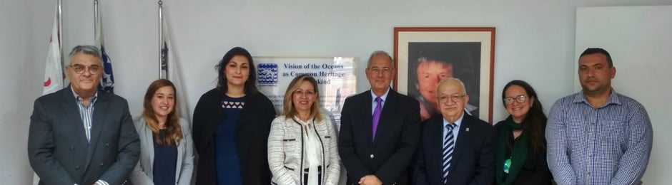 (L-R) Prof Louis Cassar, Ms Therese Ellul, former EMB Bursary award winner, Ms Marija Pia Gatt, current EMB Bursary award winner, Ms Antonella Vassallo, Pro-Rector Professor Joseph Cacciattolo, Dr Awni Behnam, Dr Marie Briguglio and Prof Alan Deidun