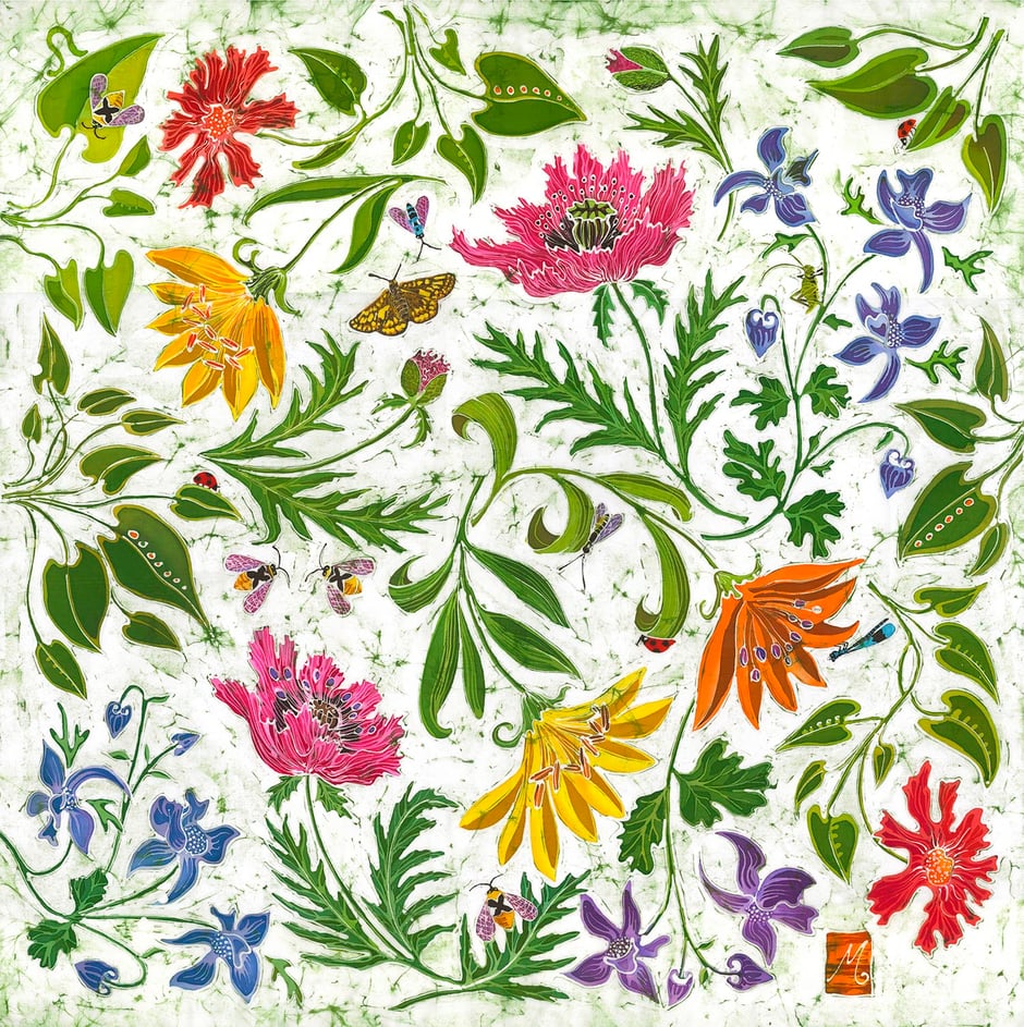 summer garden flowers botanical wall art print vibrant colours