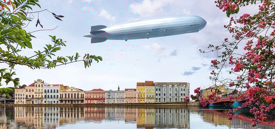 graf zeppelin, rua da aurora, luftschiff, recife, pernambuco, brasilien, ultragaz, ankermast, ernst igel, südamerika linie, jiquiá 