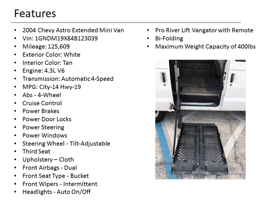 2004 Chevy Astro Wheelchair Van