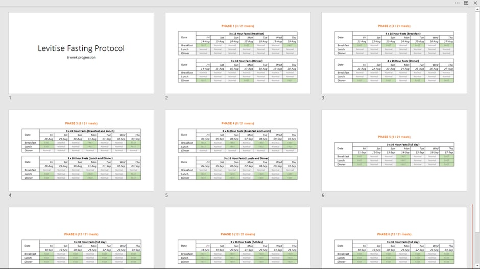 A 12 week Levitise alternate day fasting protocol.