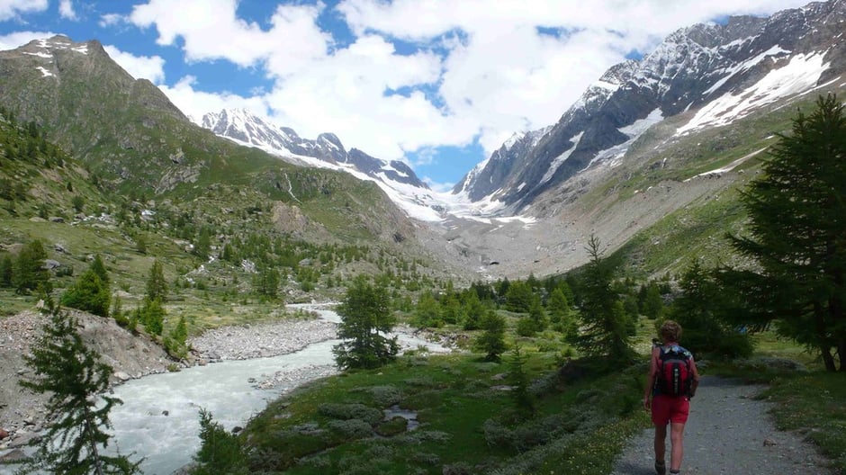 Gletschervorfeld des Lanngletschers mit der Lötschenlücke im Hintergrund