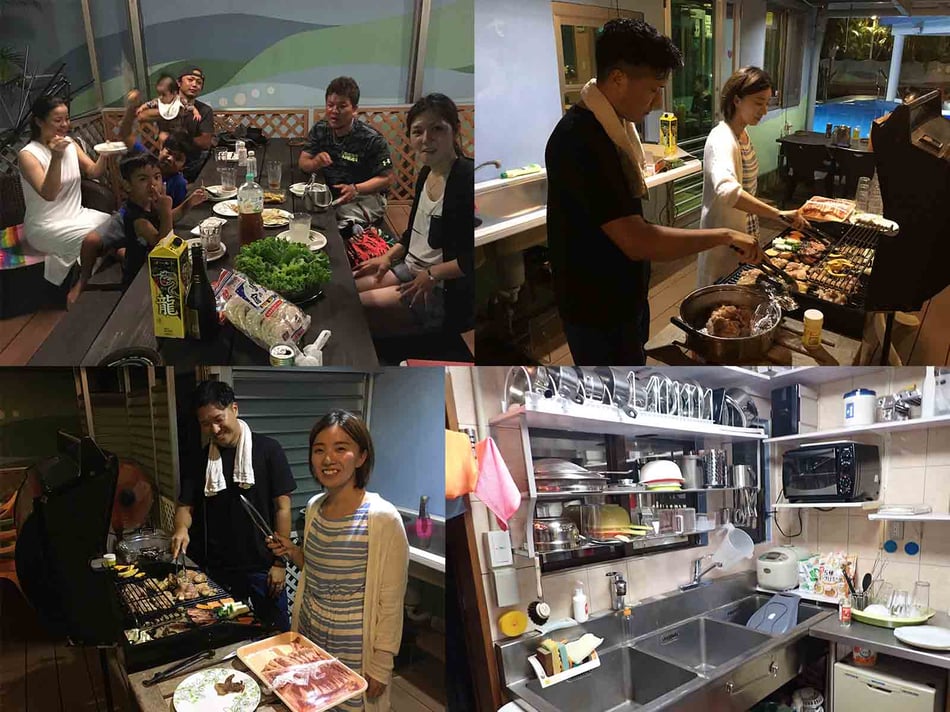 ダイビング終わりにはみんなでバーペキュー大会も開催!