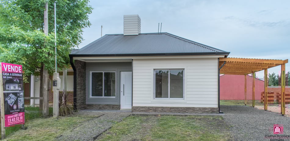 Carina Rossier Inmobiliaria vende casa a estrenar en Villa Elisa, Entre Ríos. Se vende casa a estrenar, 60 m² de superficie cubierta sobre un lote de 250 m².