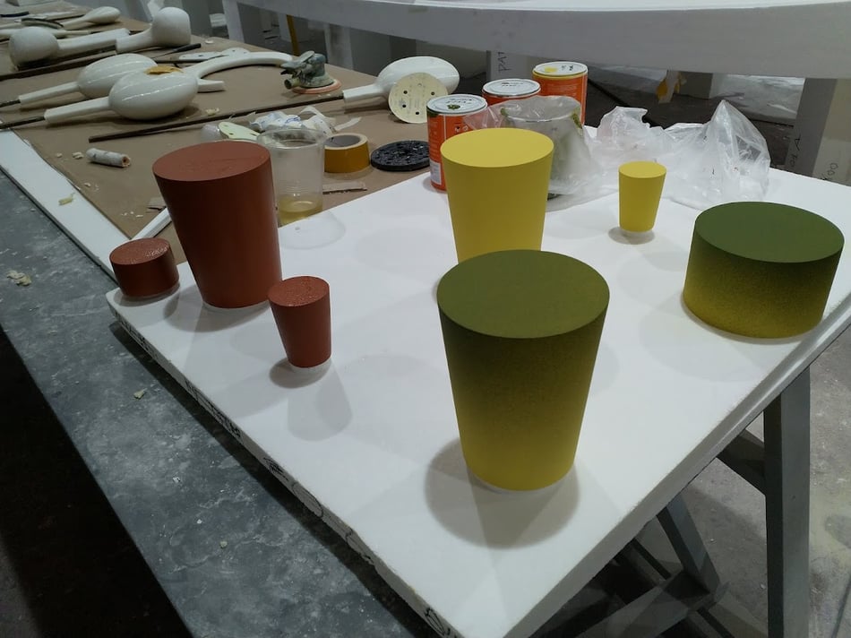 bases cilindricas para escaparate: degradado aerográfico