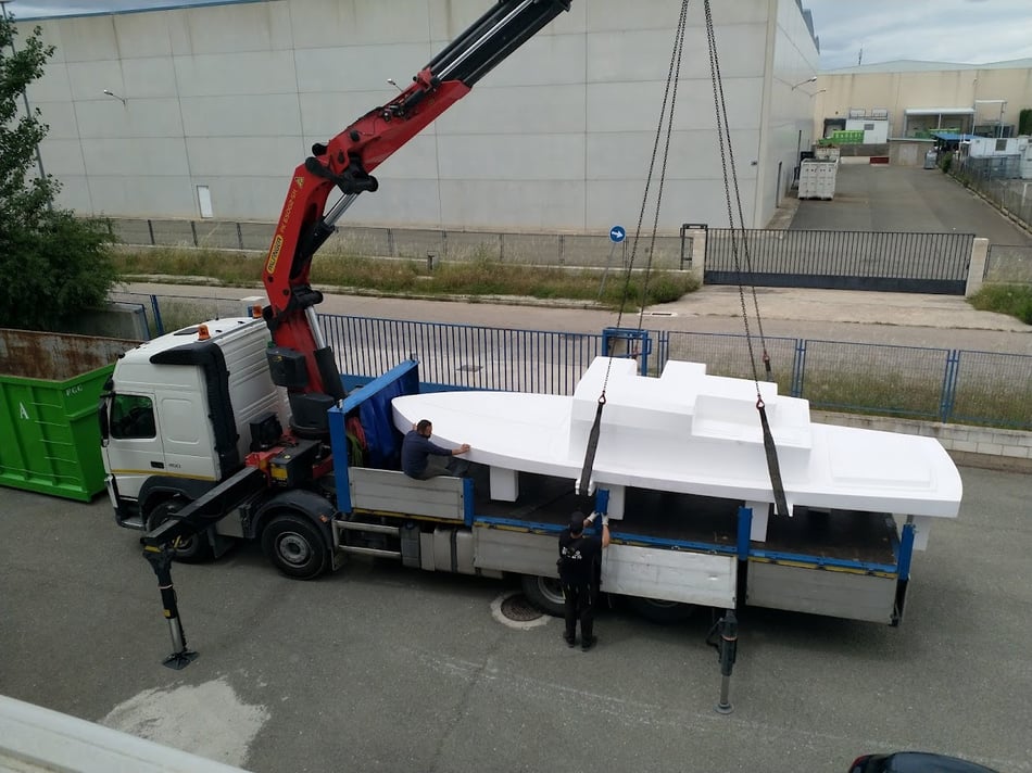 modelo para constructor de yates (pieza negativa / invertida de cubierta)