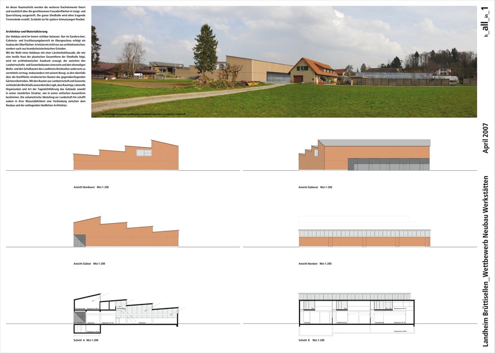 Hopf & Wirth Architekten ETH HTL SIA Winterthur, Wettbewerb Neubau Werkstattgebäude Landheim Brüttisellen