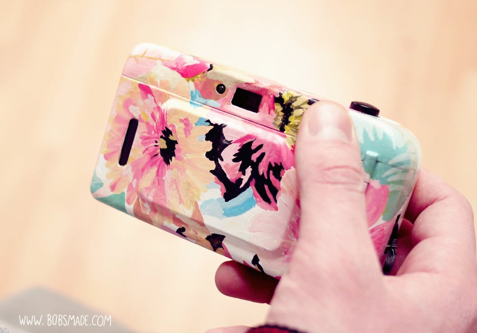 custom camera analog painted handmade backview vintage flower pattern by bobsmade.com
