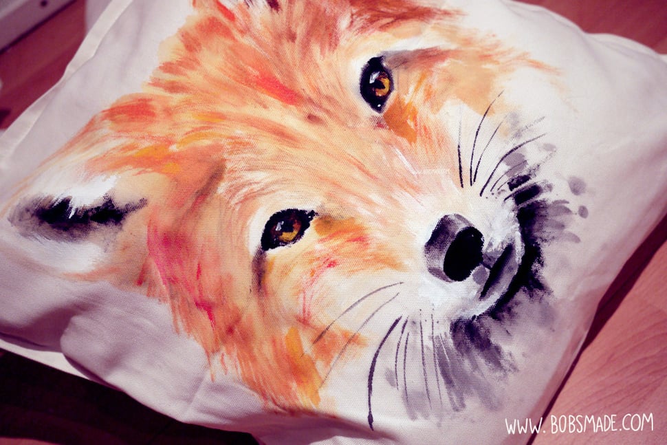 Bobsmade painted pillow fox