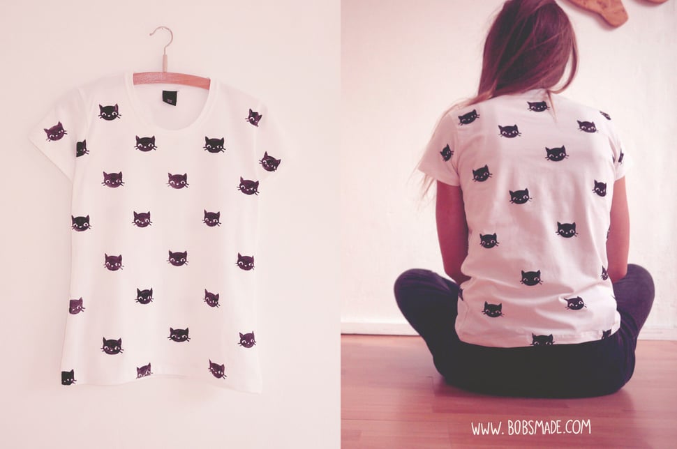 Hand print cat pattern Shirt 