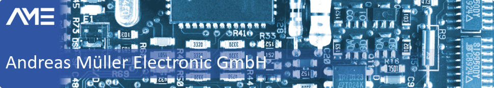 Banner mit Firmenlogo auf Elektronik-Hintergrund – Elektronikentwicklung und EMS-Dienstleistungen in Wassenberg (NRW)
