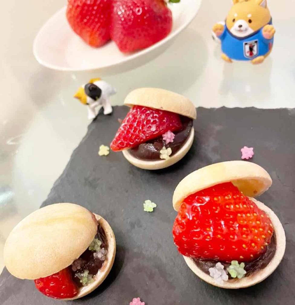 親子で作られた生徒さんの苺もなか