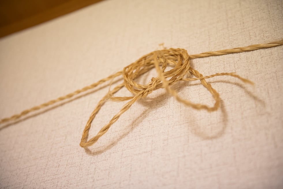 ▲ご自身で綯(な)ったしめ縄.。