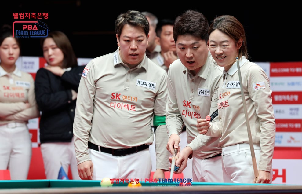 SKレンタカーダイレクトチーム。右端が肥田緒里恵。レギュラーリーグラウンド5より © PBA 2025