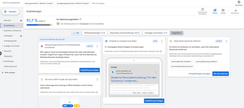 1. Klicken Sie oben rechts auf "automatisch anwenden"