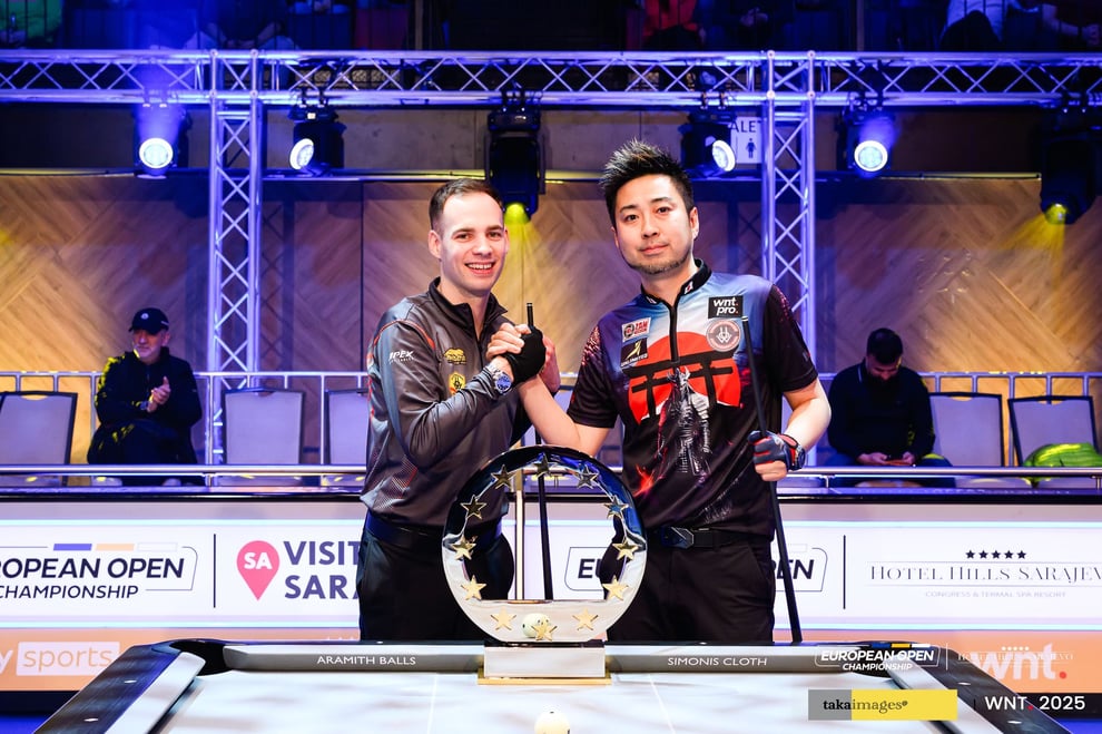 2025年3月『WNT. ヨーロピアンオープン』決勝戦。左は優勝のジョシュア・フィラー　© 2025 WNT.