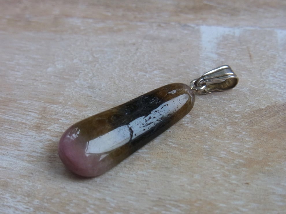 Kettenanhänger Wassermelonen Turmalin mit Silberöse