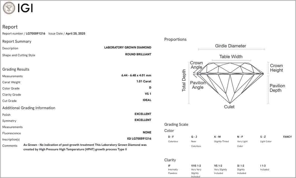 IGI　鑑定書　LG700591216